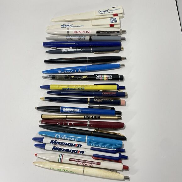 Other - Vtg Pharmaceutical Rep Pens Lot – 20 Pens & 1 Pencil – Drug Promo Collectible